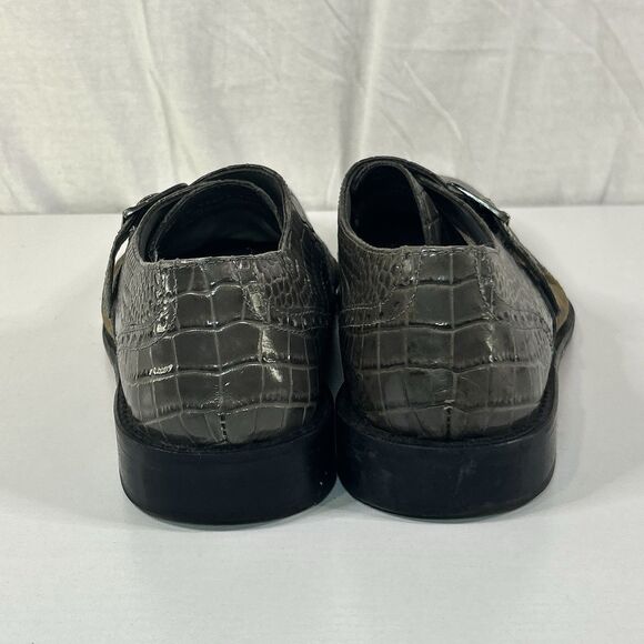 Stacy Adams Mens Dress Shoes 11M Gray Faux Crocodile Monk Strap Formal Casual main image 8